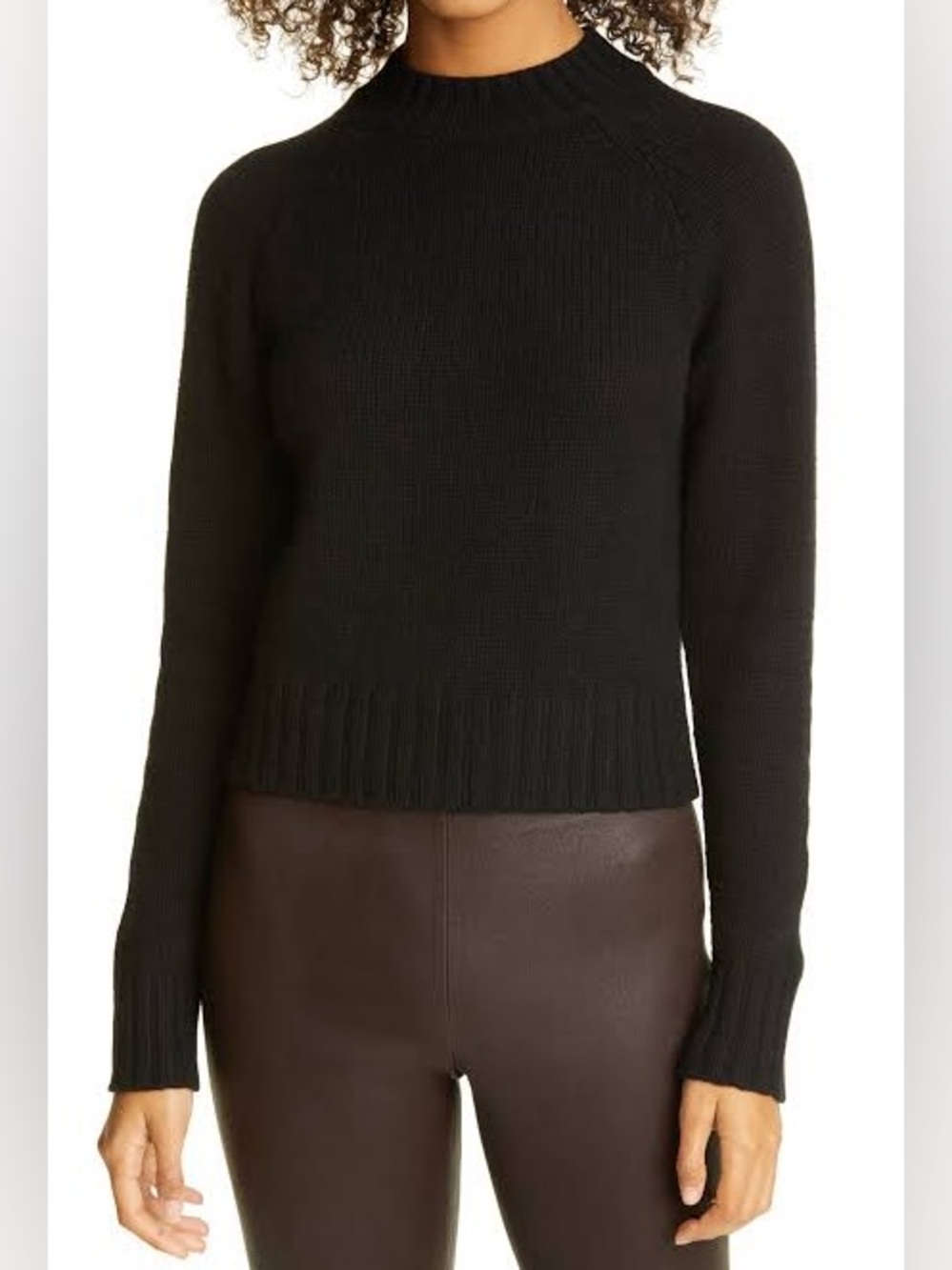 Vince Cashmere Shrunken Mock Neck Sweater Black